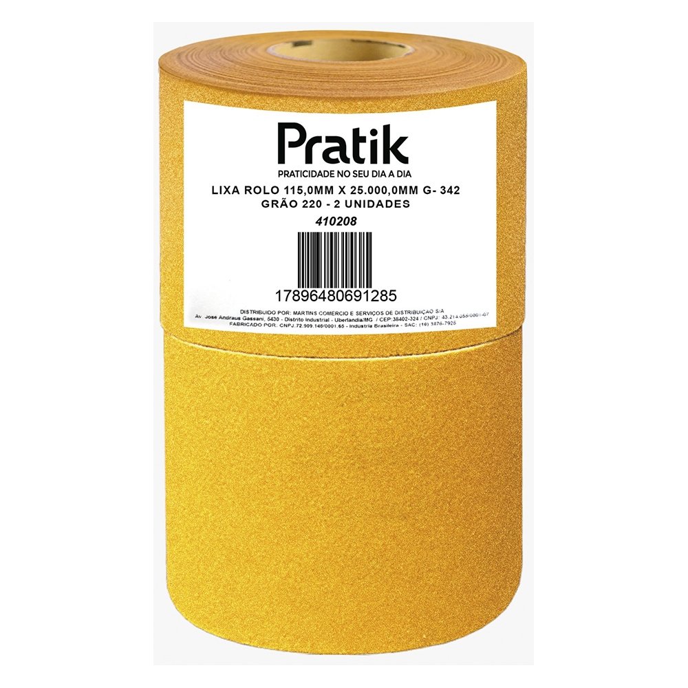 Lixa em Rolo Pratik Multiuso G-342 Grão 220 115mmx25m - Embalagem com 2 Unidades