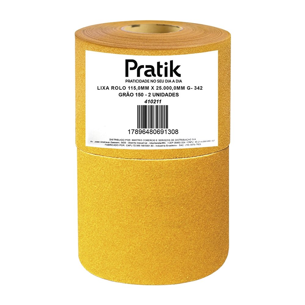 Lixa em Rolo Pratik Multiuso G-342 Grão 150 115mmx25m - Embalagem com 2 Unidades