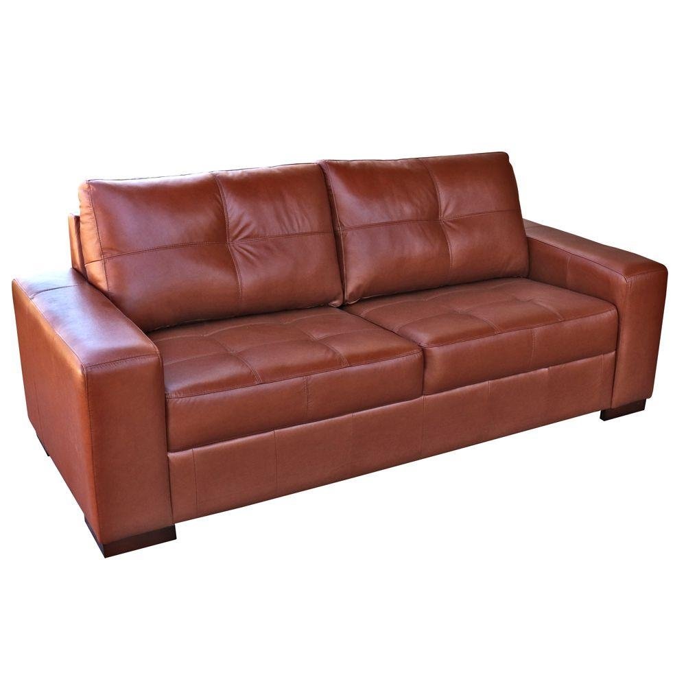Sofa 3 Lugares 200cm Turim Couro Caramelo G58 - Gran Belo