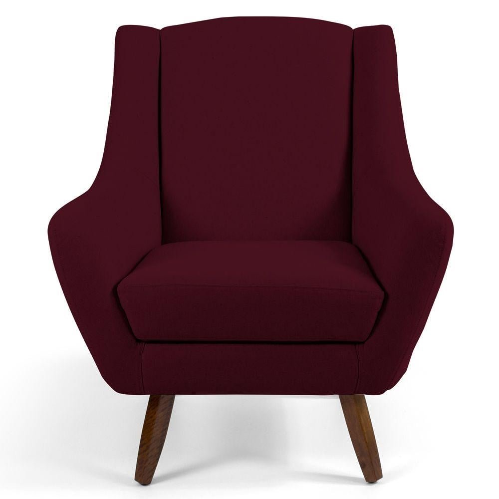 Kit 02 Poltronas Decorativas Sala de Estar Pes de Madeira Naomi Veludo Marsala G15 - Gran