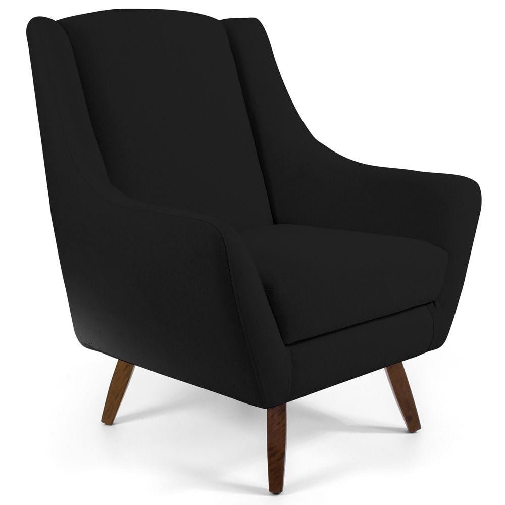 Kit 02 Poltronas Decorativas Sala de Estar Pes de Madeira Naomi Veludo Preto G15 - Gran Be