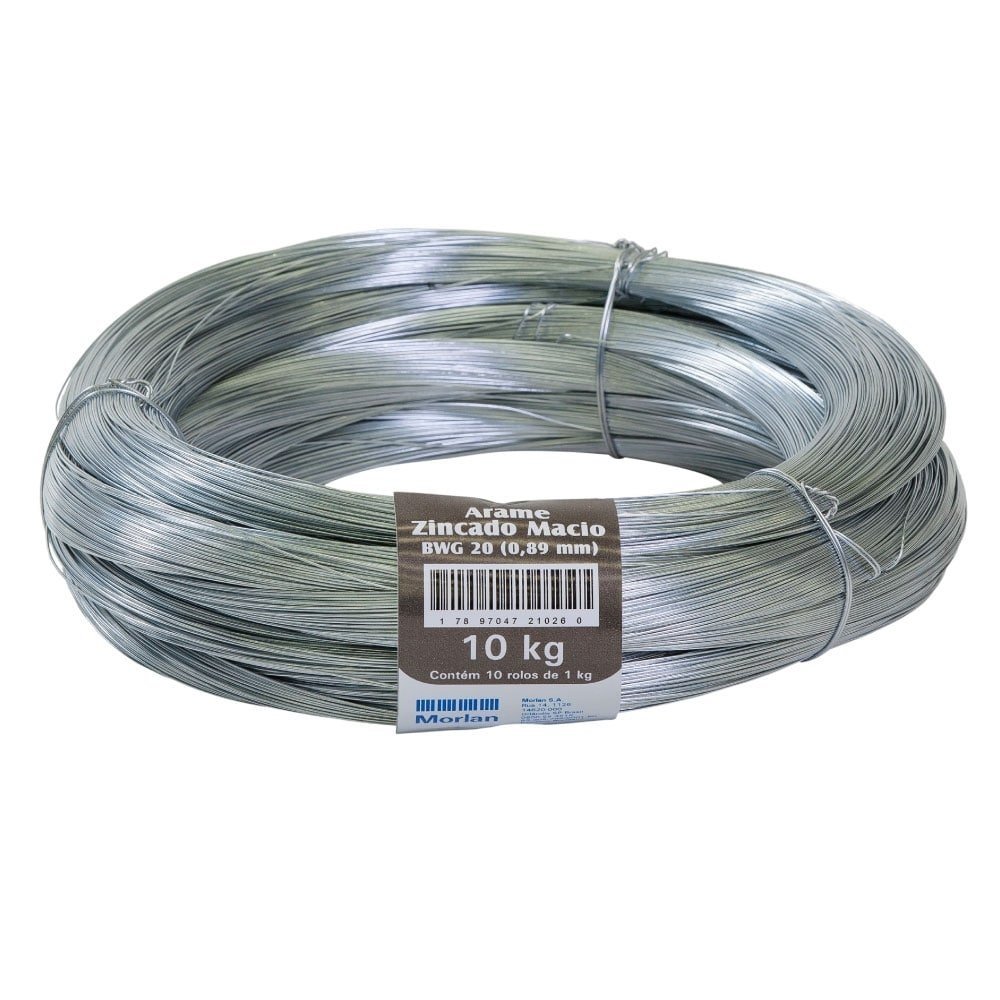 Arame Liso Morlan Galvanizado 20 0,89mm - Embalagem com 10 Unidades