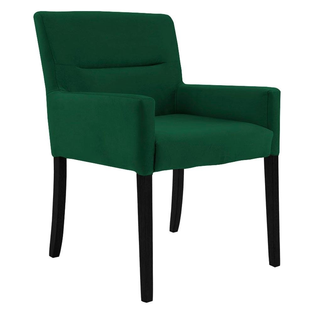 Poltrona Decorativa Sala de Estar Pes Preto Vicenza Veludo Verde G15 - Gran Belo