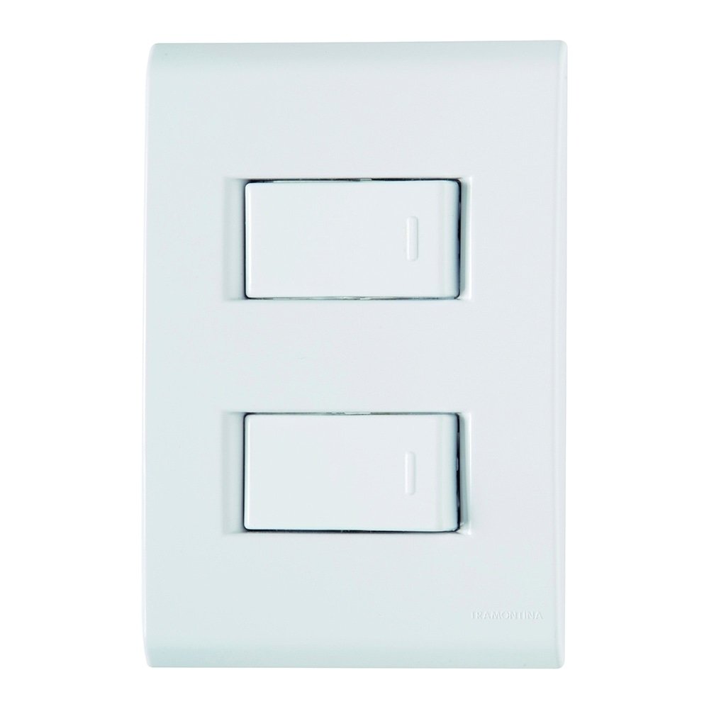 Interruptor Liz Tramontina 2 Tecla Simples 10A 250V com Placa Branco
