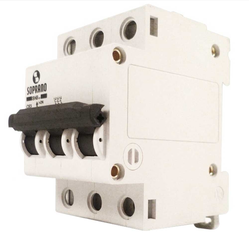 Disjuntor Soprano DIN 3P 32A SHB-GII Curva C Branco