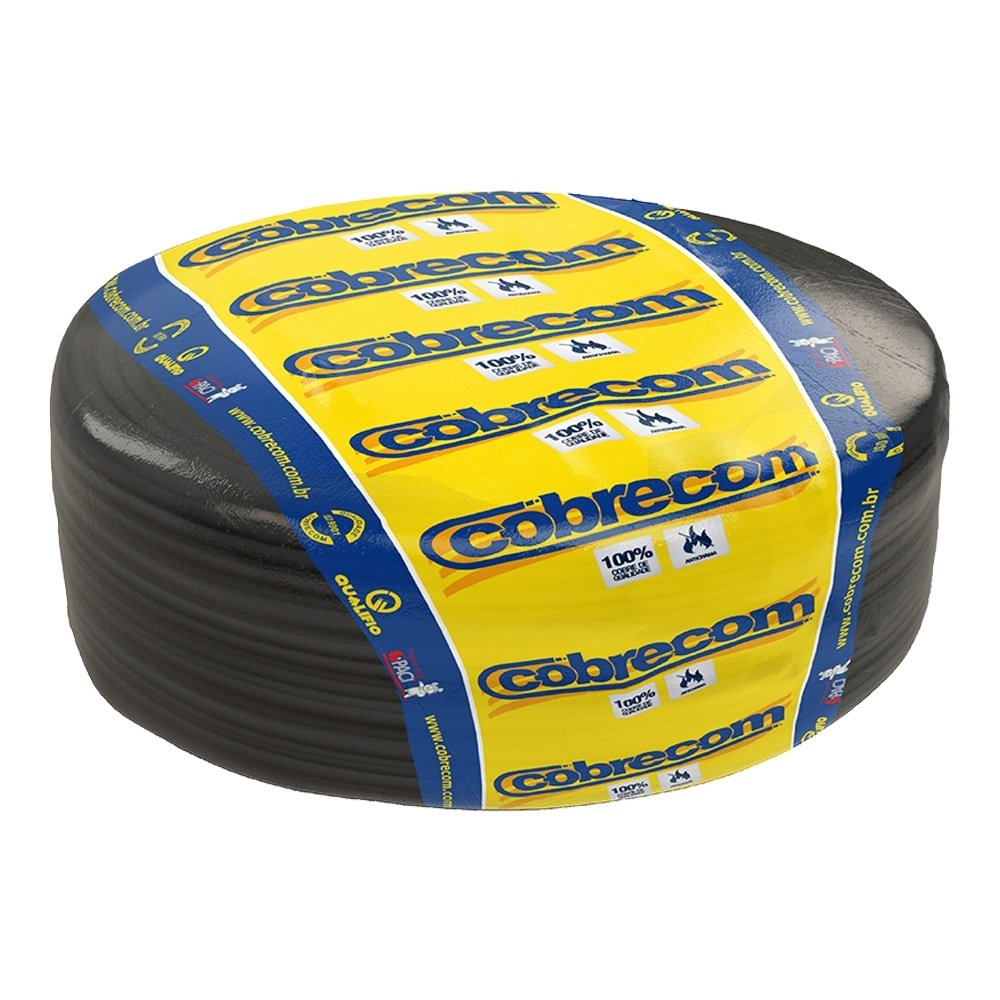Cabo Rígido Cobrecom 7 Pernas 6mmx100m Rolo 750V Preto