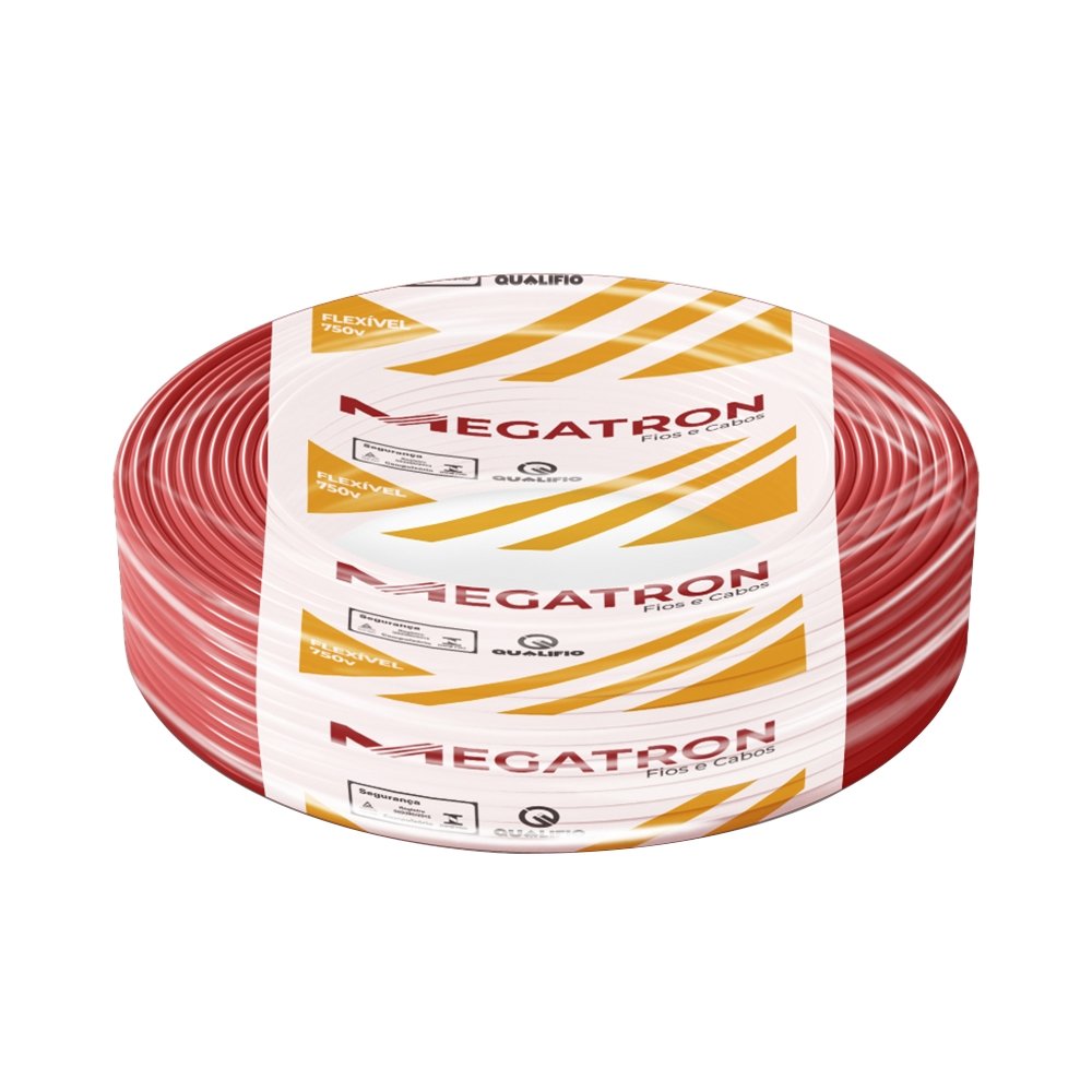Cabo Flexível Megatron 10MMx100M Rolo 750V Vermelho