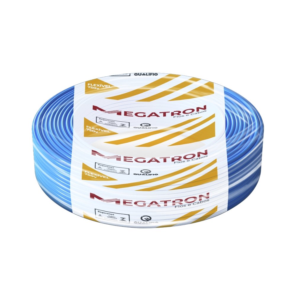 Cabo Flexível Megatron 25MMx100M Rolo 750V Azul