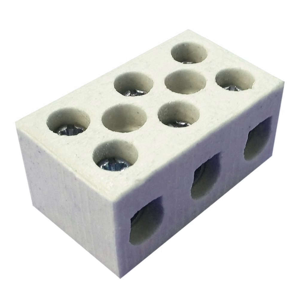 Conector de Cerâmica Thompson 6MM2 Tripolar - Embalagem com 10 Unidades