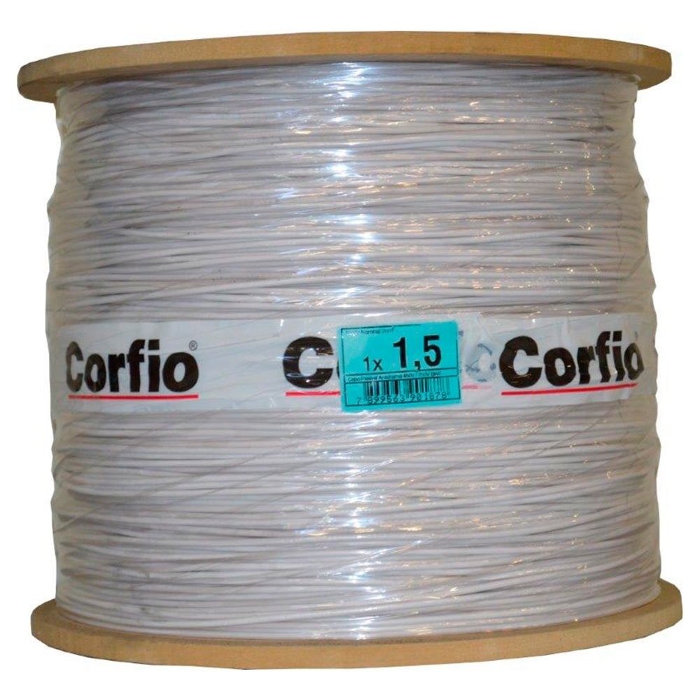 Cabo Flexível Corfio 1,5mmx1400m Bobina 750V Branco
