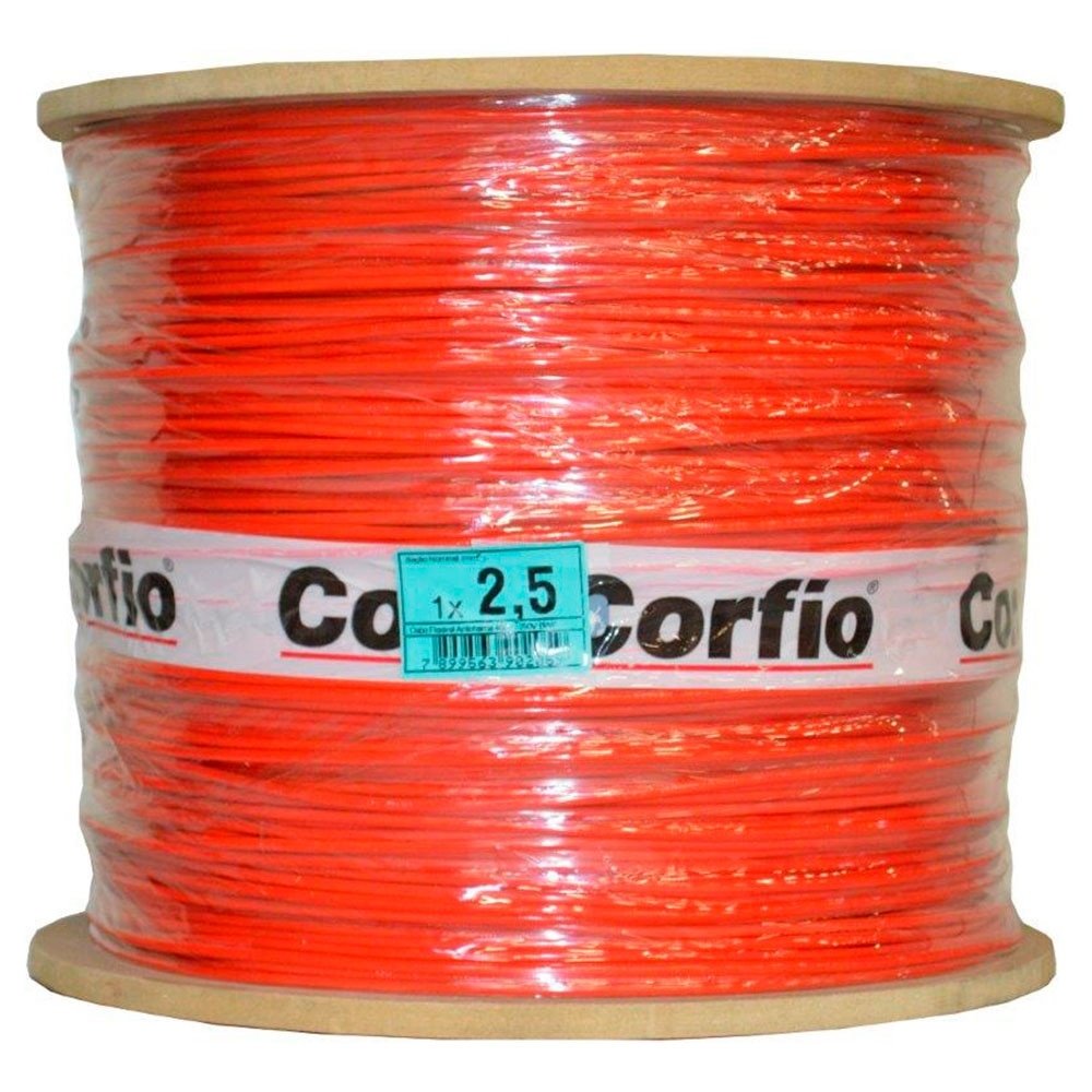 Cabo Flexível Corfio 2,5mmx900m Bobina 750V Vermelho