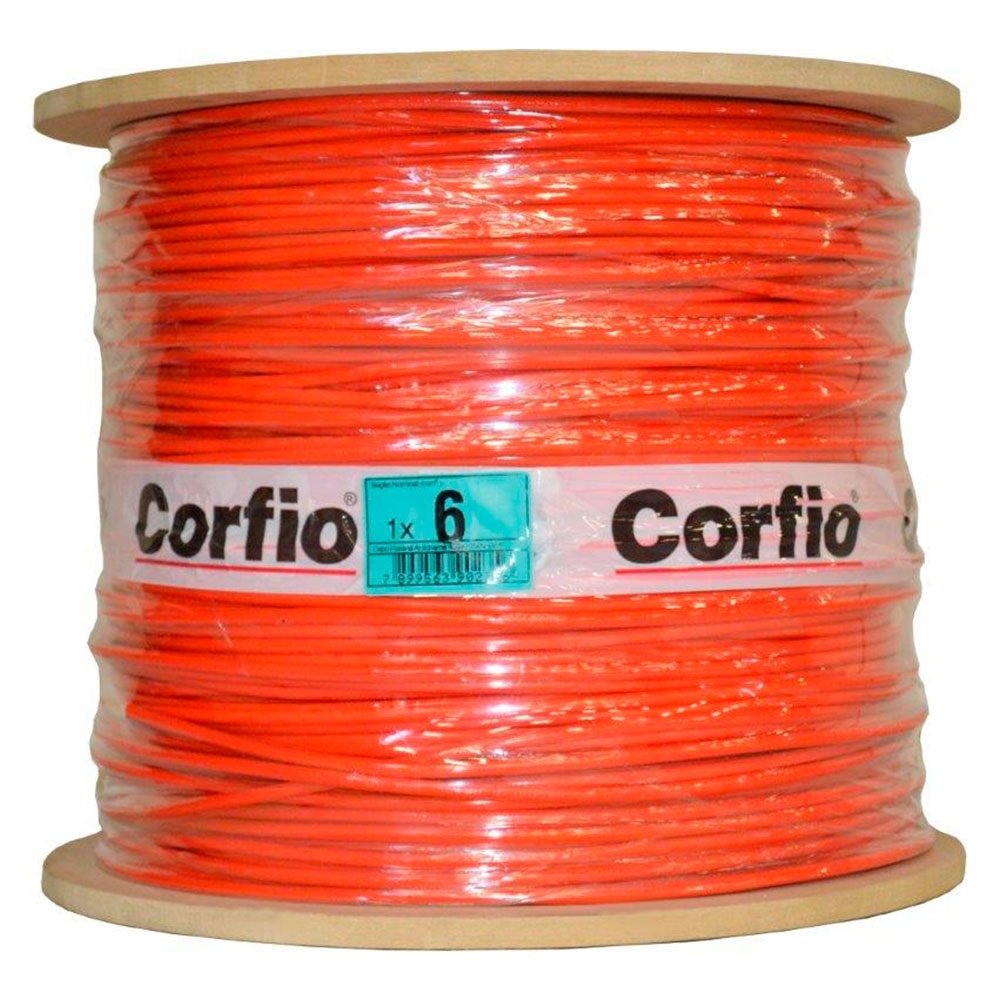 Cabo Flexível Corfio 6mmx500m Bobina 750V Vermelho