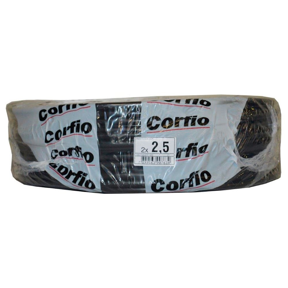 Cabo PP Corfio 2X2,5mmx100m Rolo 1KV Preto