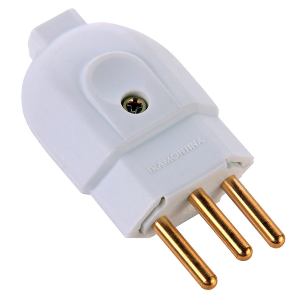 Pino Plug Macho Tramontina 2P+T 10A Branco - Embalagem com 10 Unidades