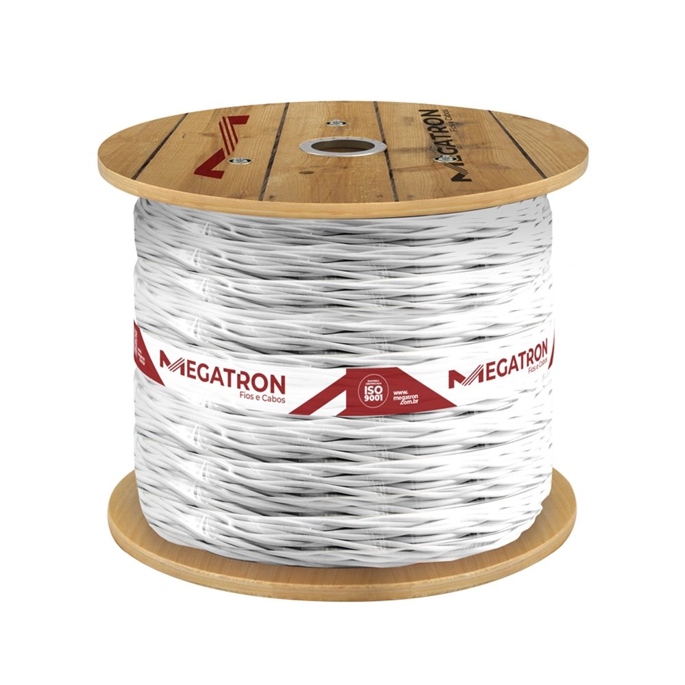 Cordão Torcido Megatron 2x4,0mmx500m Bobina 300V Branco