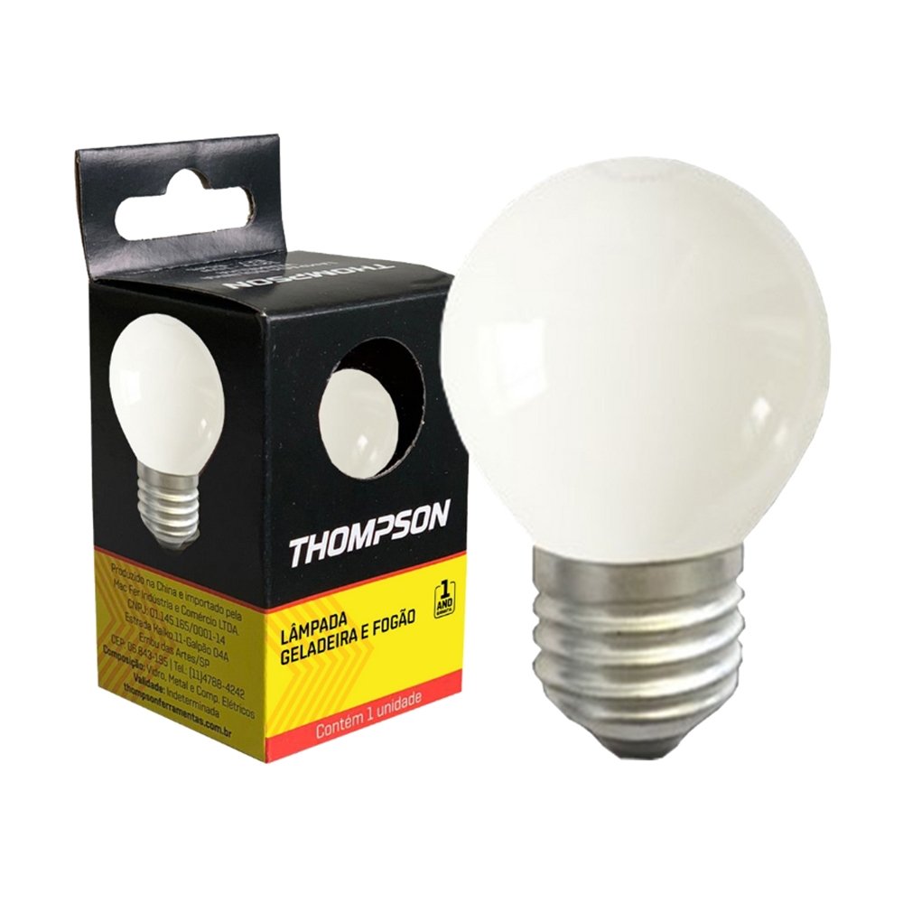 Lampada Incandescente Leitosa para Fogao e Geladeira Thompson E-27 40W - Embalagem com 10 Unidades