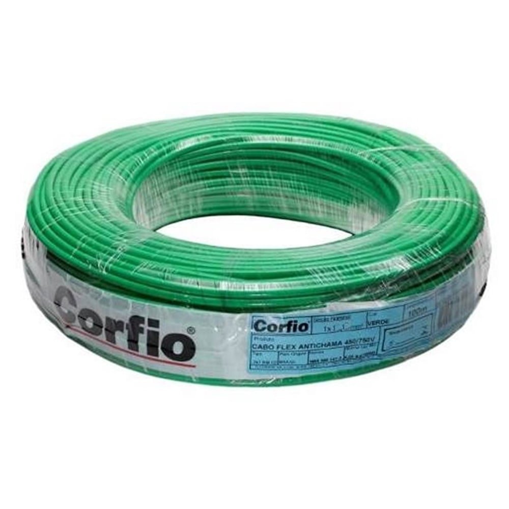 Cabo Flexível Corfio 16mmx100m Rolo 750V Verde