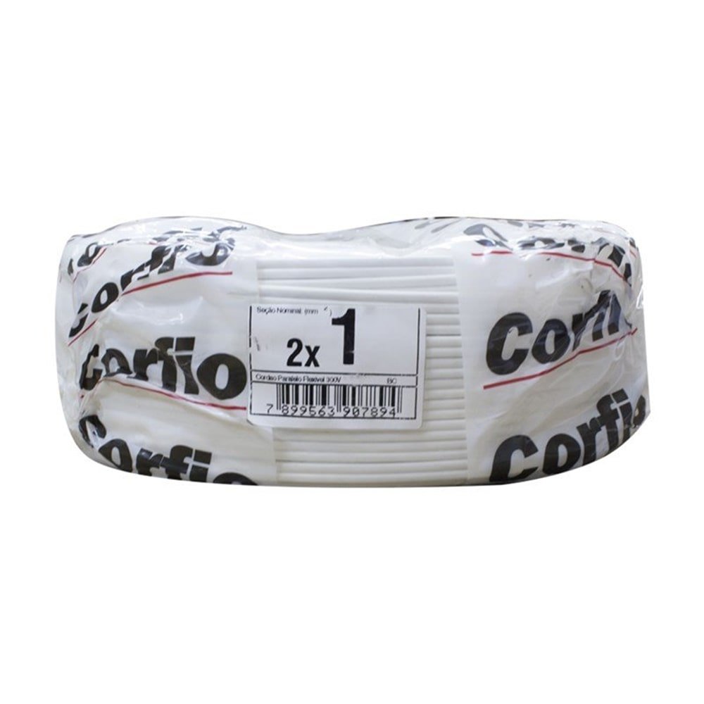 Cordão Paralelo Corfio 2x1mmx100m 300V Rolo Branco