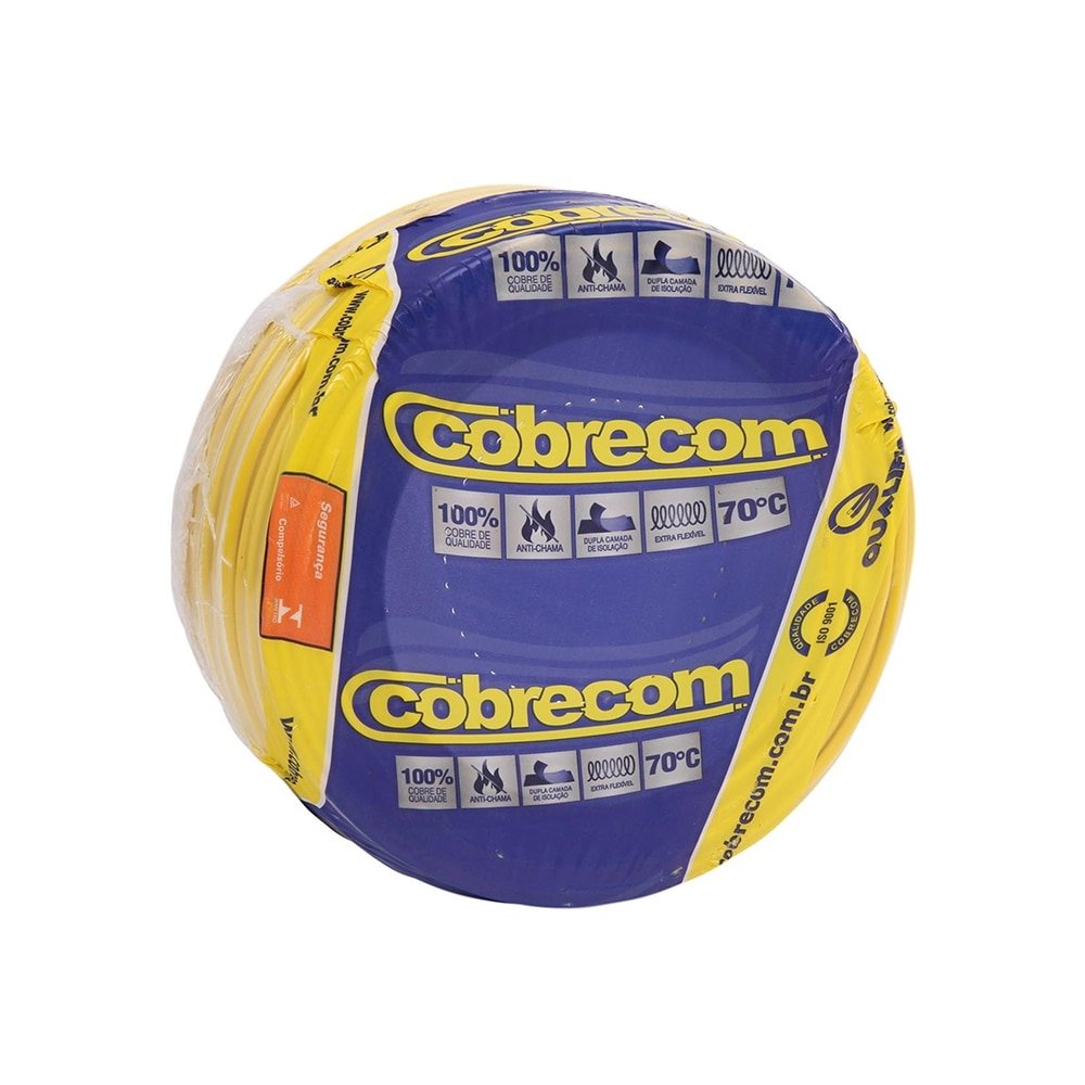 Cabo Flexível Cobrecom 2,5mmx1000m Bobina 750V Amarelo