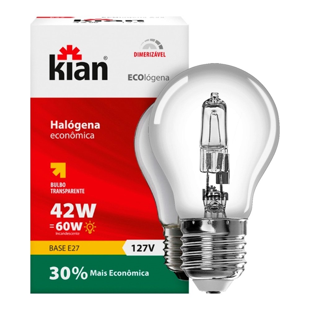 Lâmpada Halogena Kian 127x42W E27 - Embalagem c/ 10 unidades