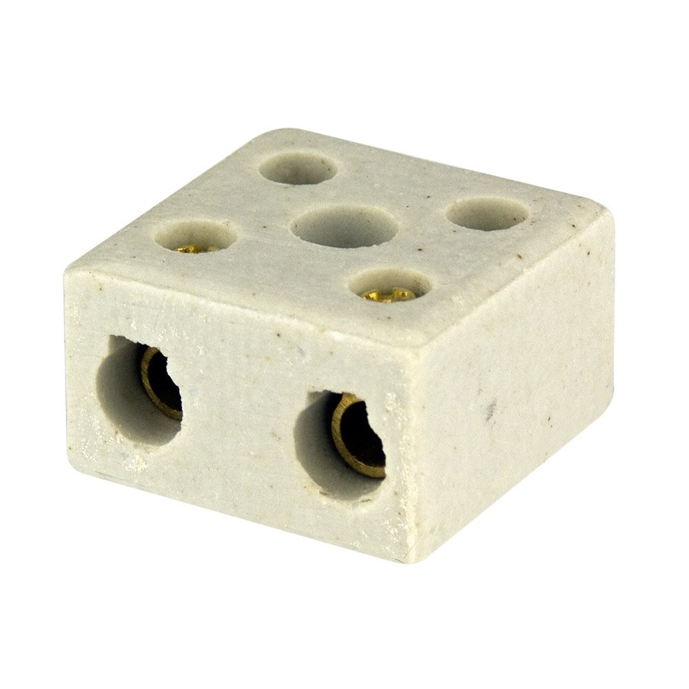 Conector de Porcelana Foxlux 16mm Bipolar - Embalagem com 50 Unidades