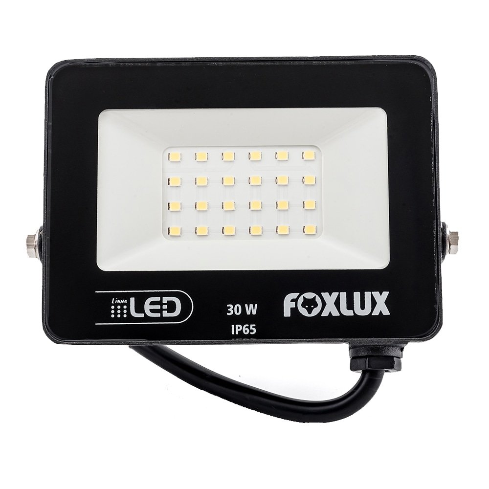 Refletor Foxlux Led 30W 6,5K 30000H Preto