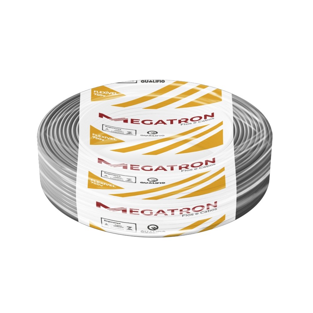 Cabo Flexível Megatron 1,5mm x 100m, Rolo 750V, Cinza