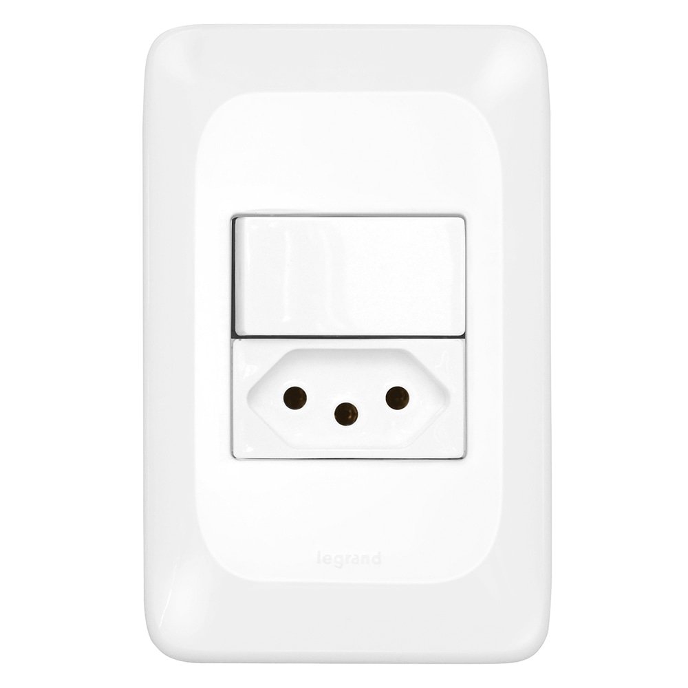 Interruptor Pial Pop 1 Tecla Paralelo + 1 Tomada 2P + T 10A com Placa 4X2