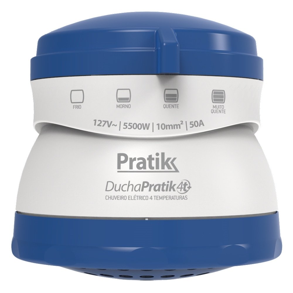 Chuveiro Ducha Pratik 4t+ 4 Temperaturas, 5500W, Branco/Azul
