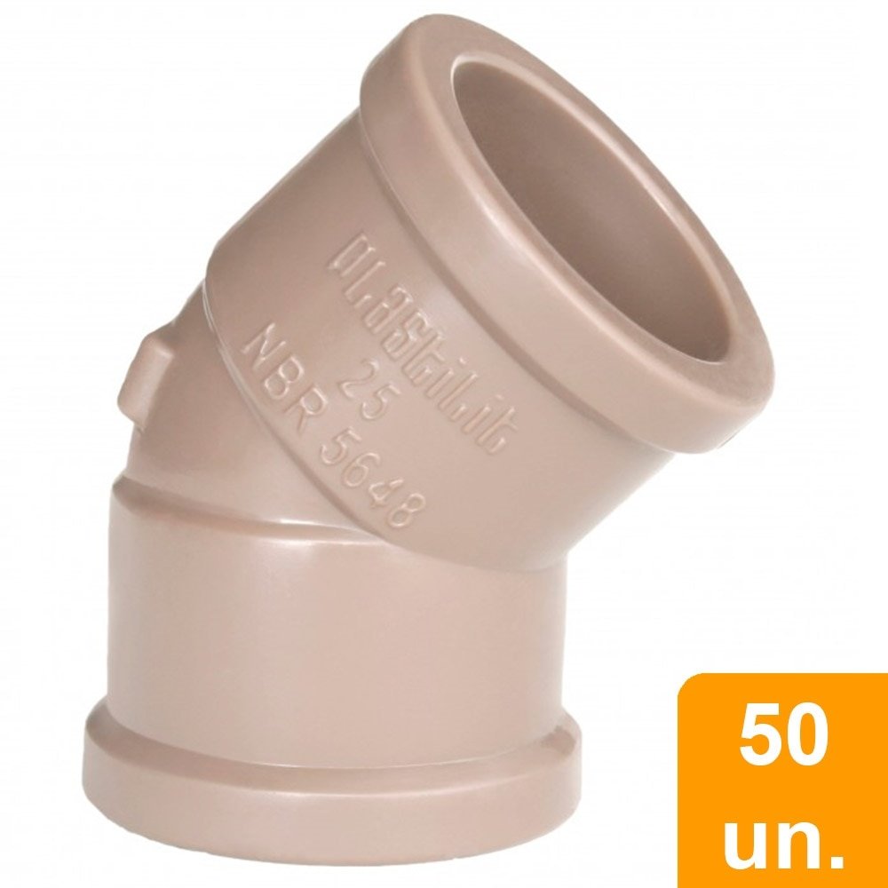 Joelho Soldável 45º Plastilit 25mm - Embalagem com 50 Unidades