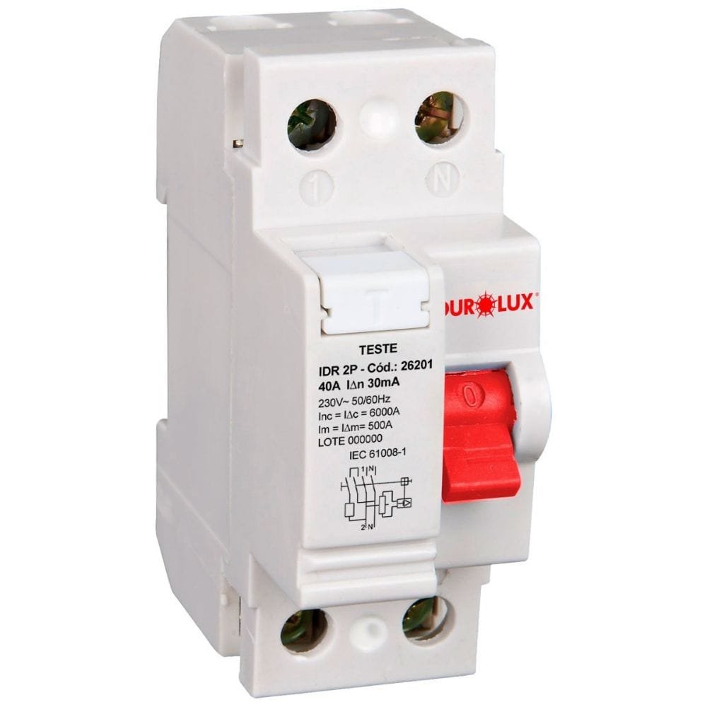 Disjuntor Diferencial Residual Ourolux 2P 40A Branco