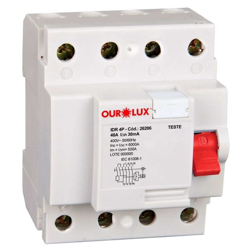 Disjuntor Diferencial Residual Ourolux 4P 40A Branco