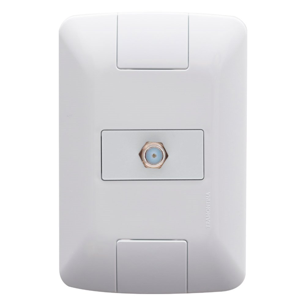 Tomada Aria Tramontina para Antena TV Sat com placa Branco