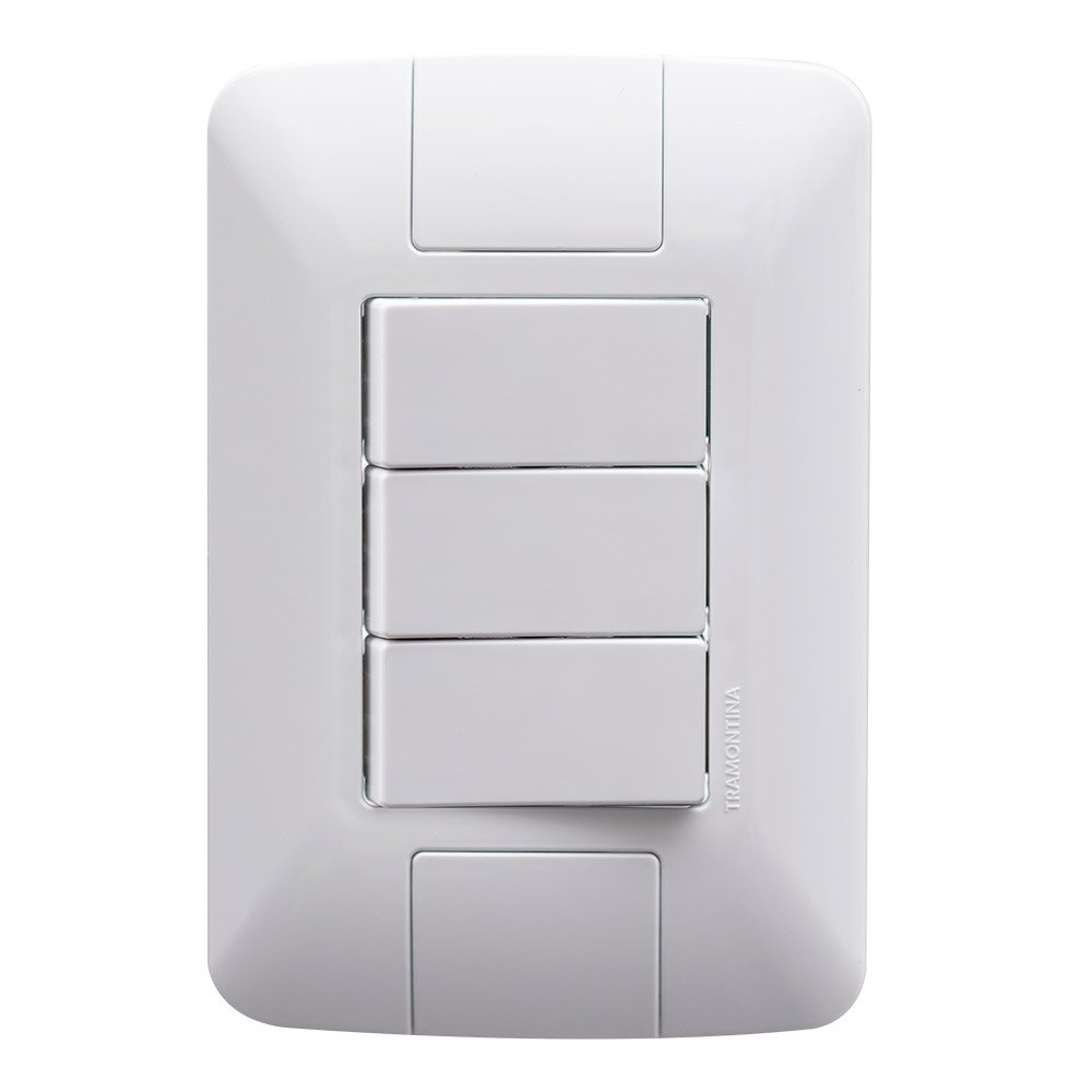 Interruptor Aria Tramontina 3 Teclas Simples 6A com Placa Branco