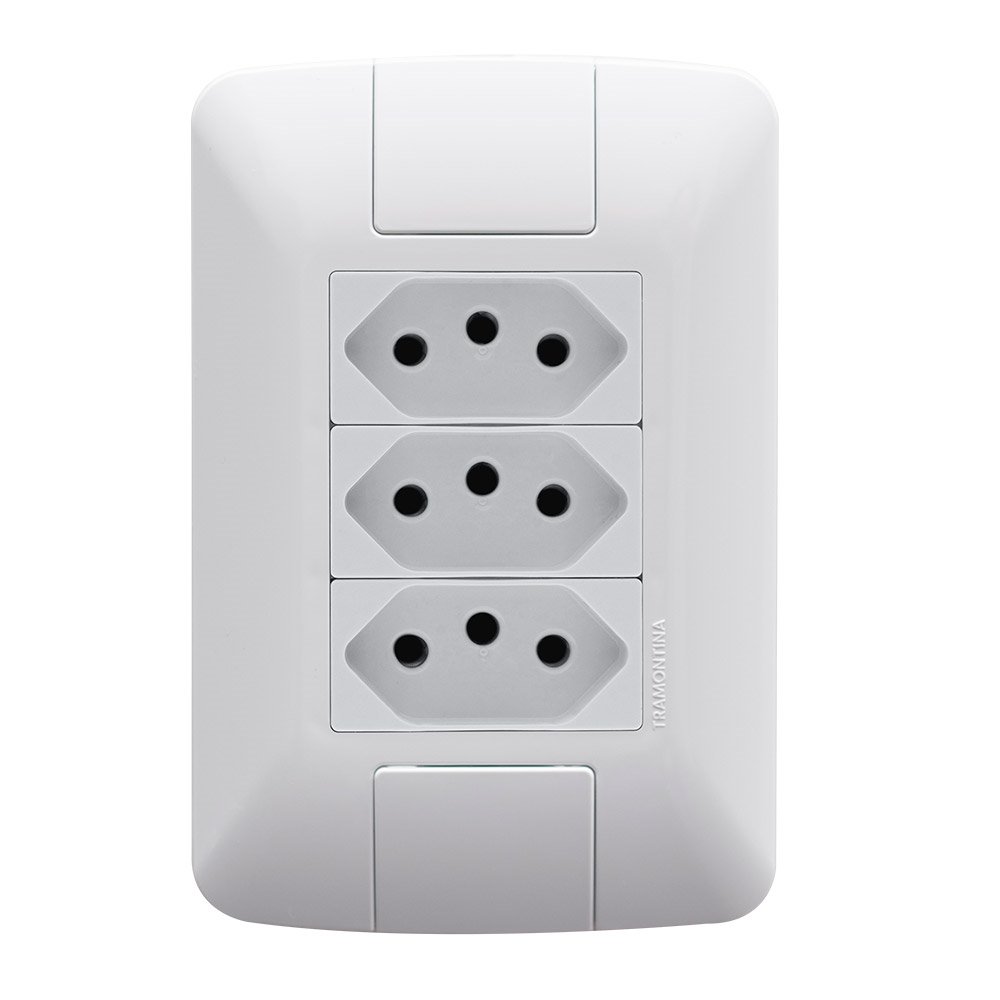 Tomada Aria Tramontina Tripla 2P+T 10A com Placa Branco