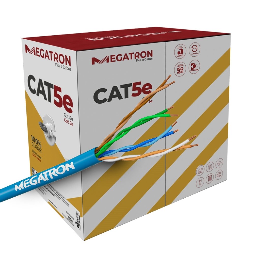 Cabo Megatron CAT.5E Comunicação de Dados LAN 4 Pares 305m Azul