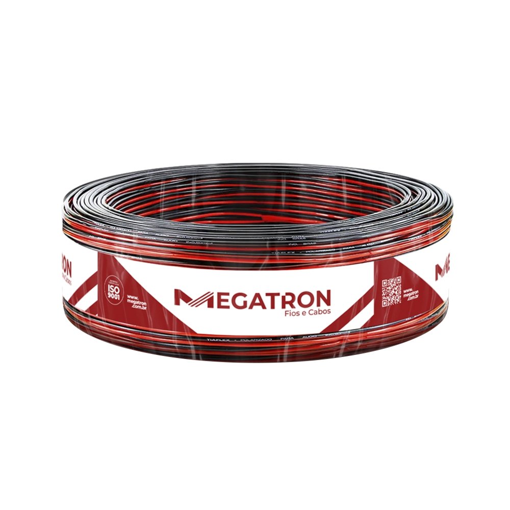 Cabo para Som Megatron 2X1,50mm 100m Bicolor Preto/Vermelho