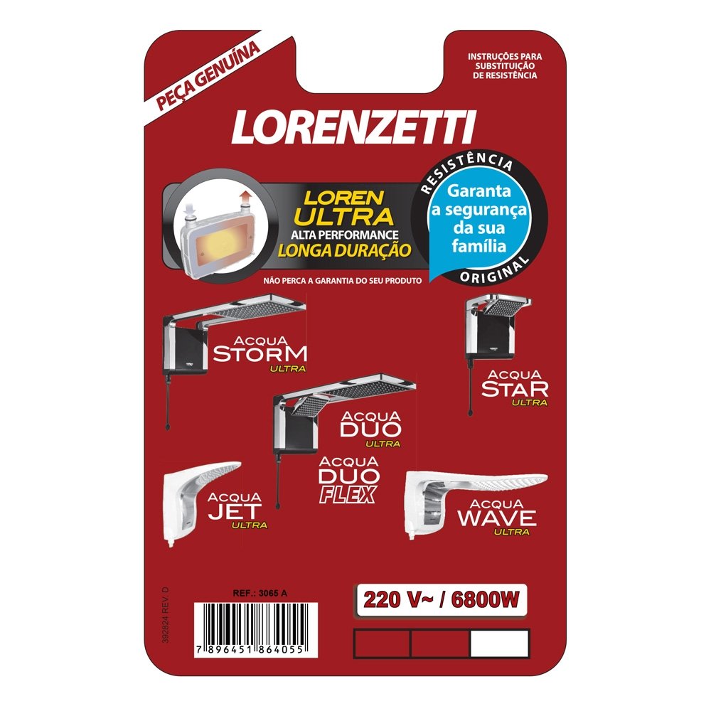 Resistência Chuveiro Lorenzetti Acqua Ultra 6800W