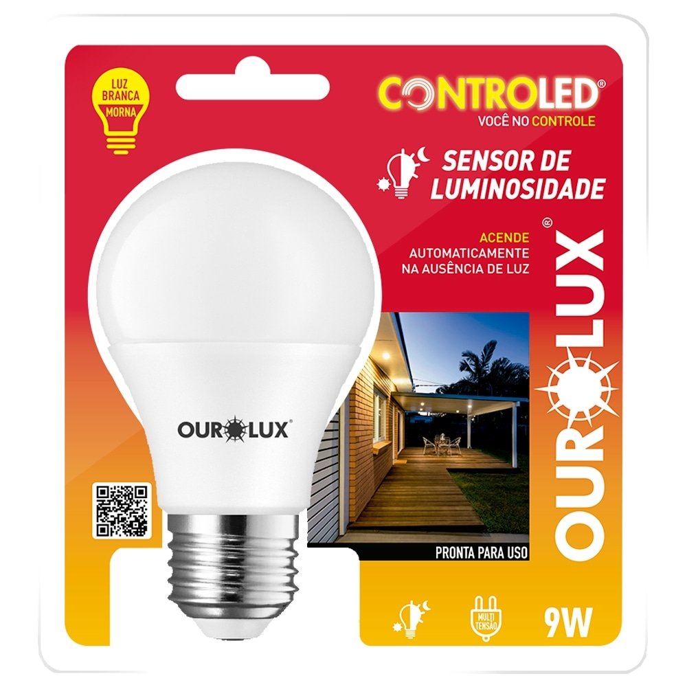Lâmpada Inteligente Ourolux Controled Sensor de Presença 9W 2,7K