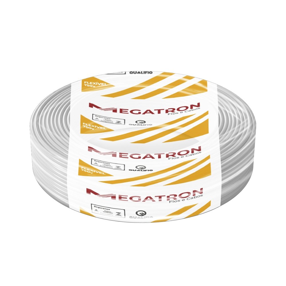 Cabo Flexível Megatron 1,0mmX100m Rolo 750V Branco