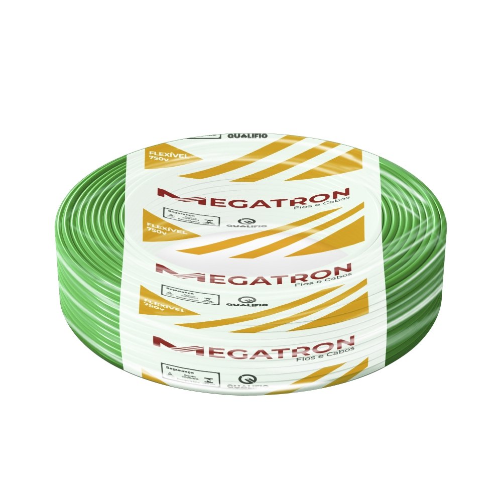 Cabo Flexível Megatron 1,0mmX100m Rolo 750V Verde