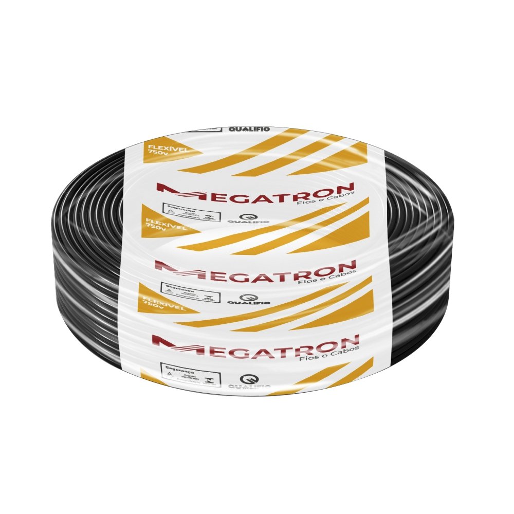 Cabo Flexível Megatron 1,0mmX100m Rolo 750V Preto
