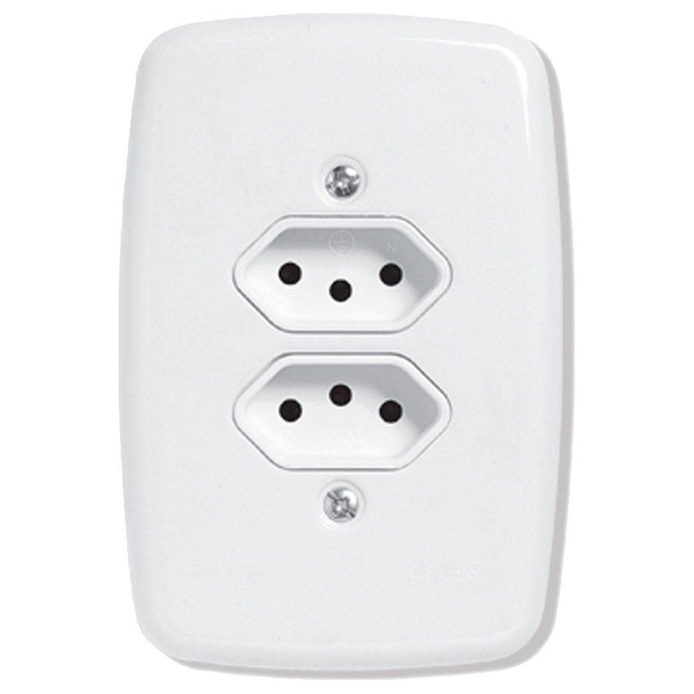 Tomada Ideale Pluzie Dupla 2P+T 10A com Placa 4x2 Branca