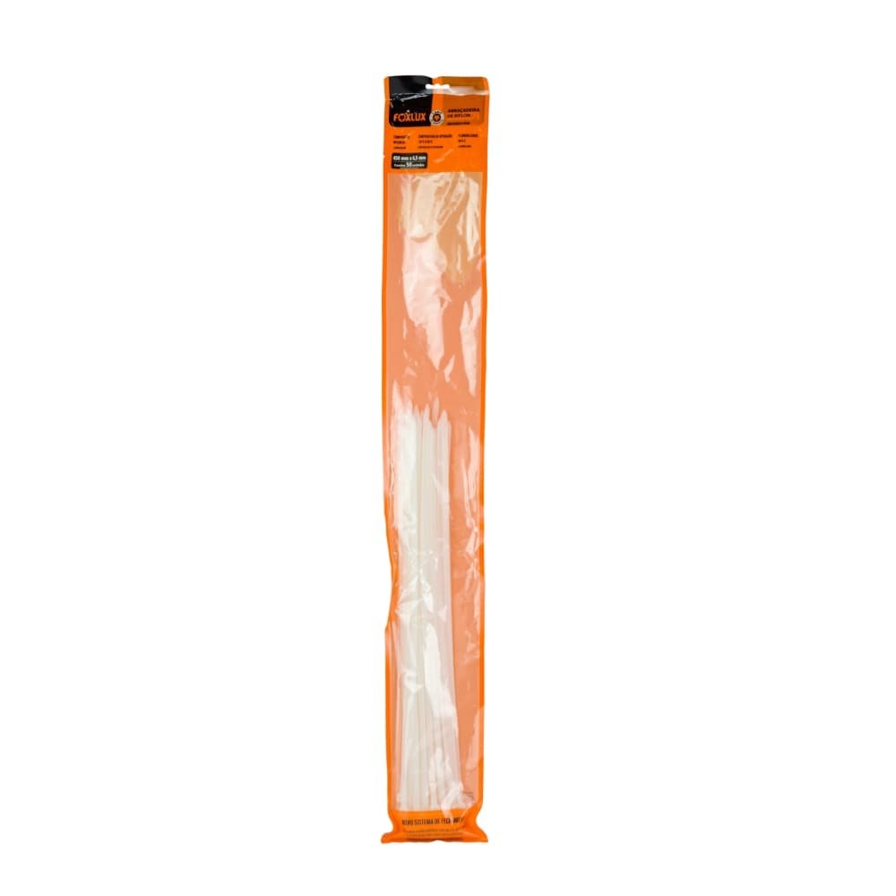 Abraçadeira Nylon Nove54 450mmx6,5mm Branco - Embalagem 50 Unidades