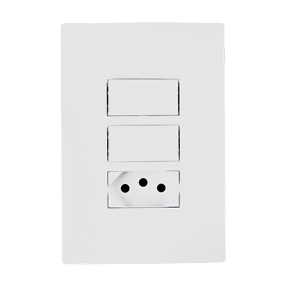Interruptor Ilumi I9 2 Teclas Simples + Tomada 2P+T 10A/250V