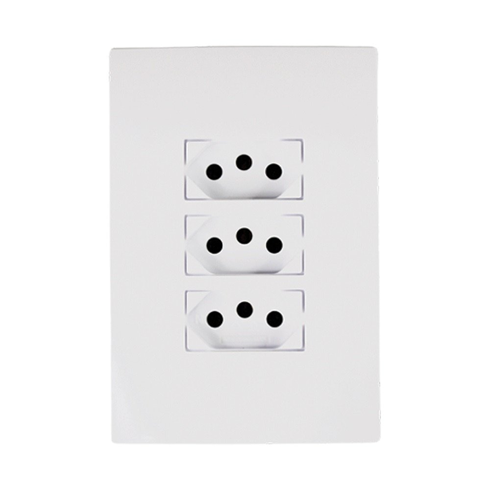 Tomada Ilumi I9 Monobloco Tripla 2P+T 20A 250V com Placa