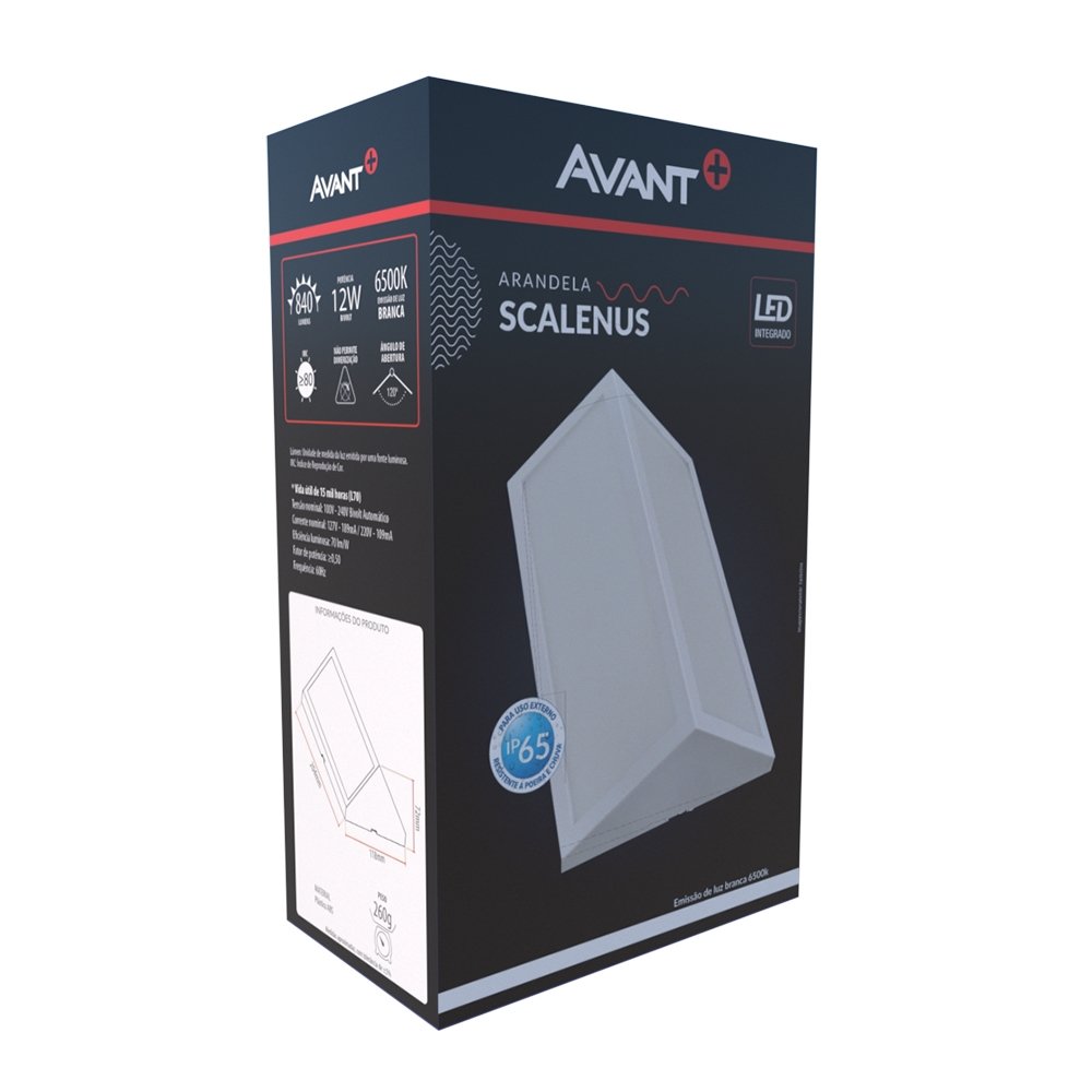 Luminária LED Avant Arandela Scalenus IP65 12w Branco 6,5k