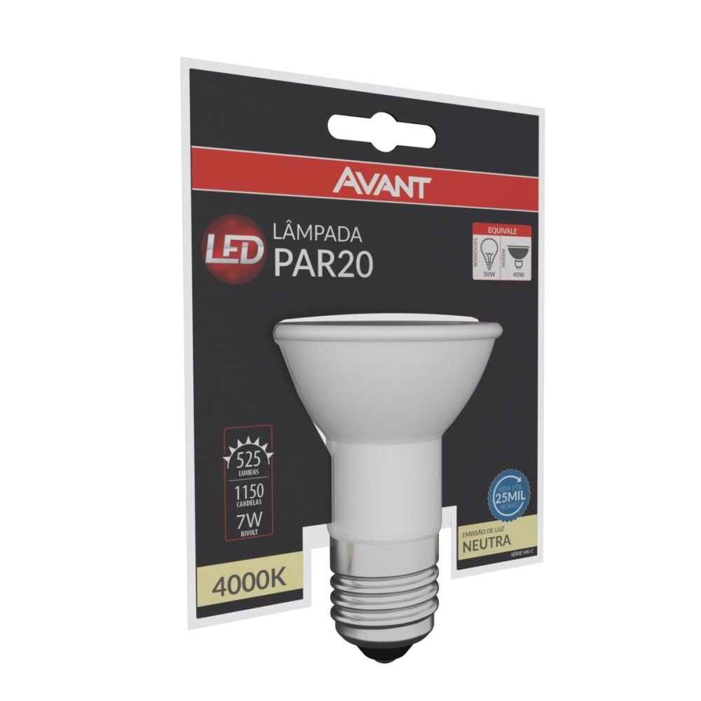 Lâmpada Led Avant Par20 Deluxe 7W 4,0K 500 Lúmens