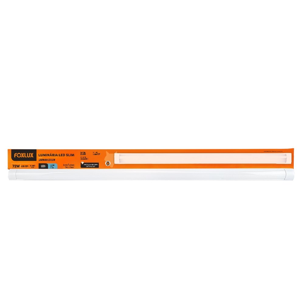 Luminária Foxlux Led Slim - 72W 6,5K 4700 Lúmens Branca 2,4m