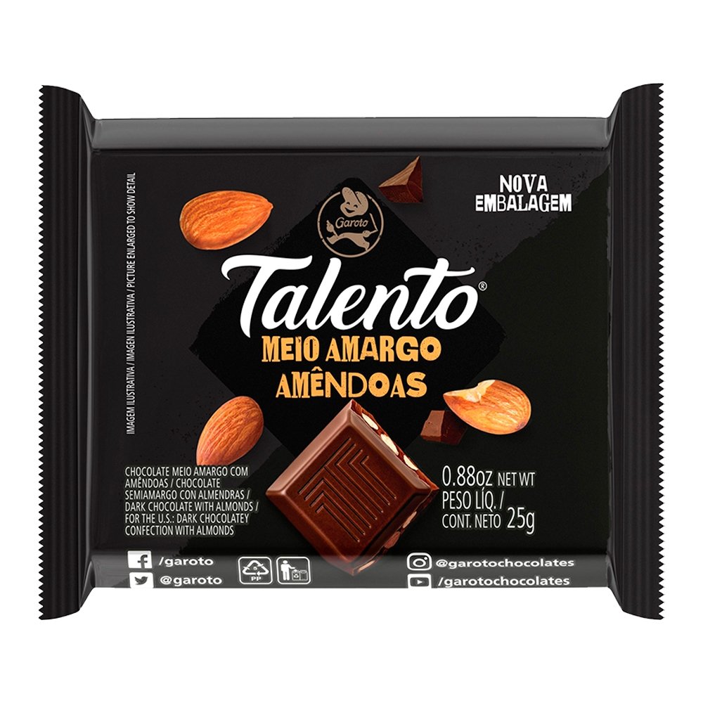 Chocolate Talento Meio Amargo 25g - 15 unidades - Garoto